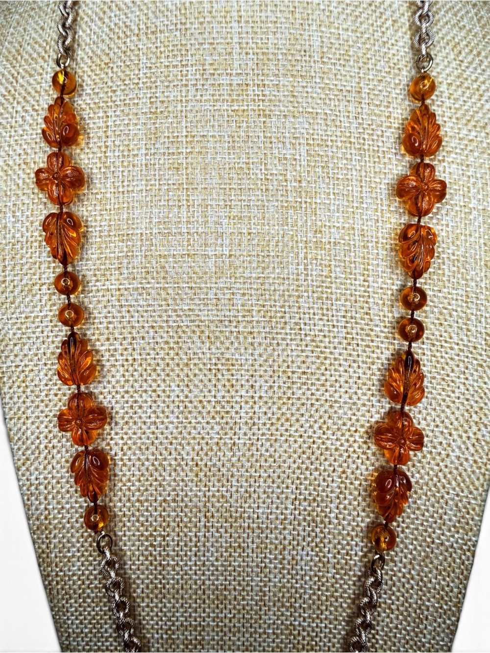 Vintage 1970s Sarah Coventry “Holiday Garden” Faux Amber Necklace - Picture 8 of 14